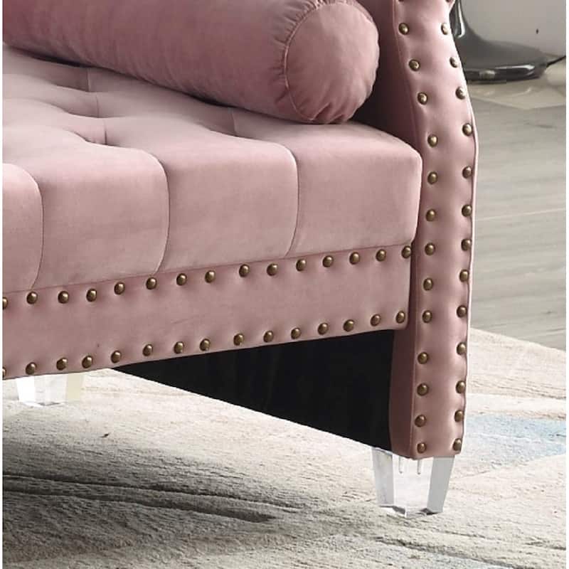 Stefania 71-inch Rolled Arm Oversized Velvet Tufted Upholstered Bench