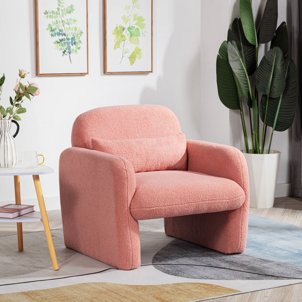 Teddy Fleece Single Sofa Chair with Arms & Pillow