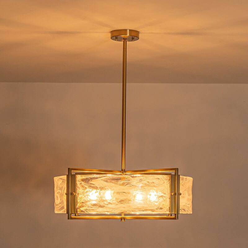 Modern Dining Room 6-Light Glazed Glass Drum Pendant Chandelier