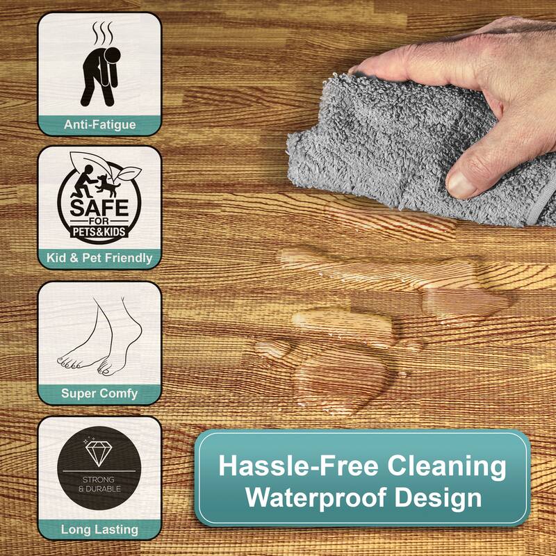 Sorbus 144 Sq. Ft. Wood Grain Floor Tiles Foam Mat EVA Interlocking Mats Tile 3/8-Inch Thick Flooring Wood Puzzle Exercise Mats