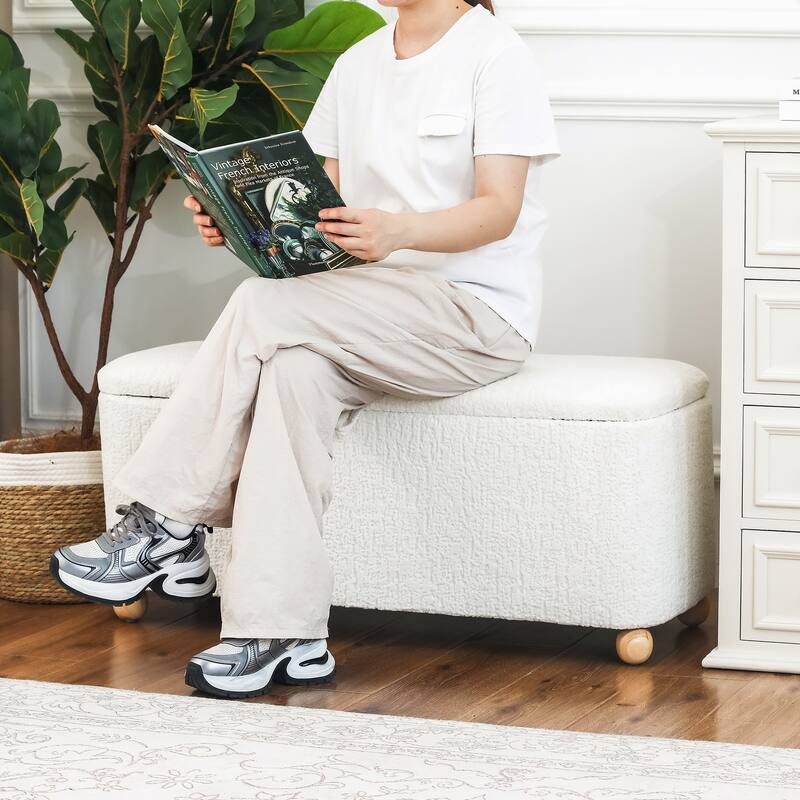 Adeco Storage Ottoman End of Bed Bedroom Entryway Bench