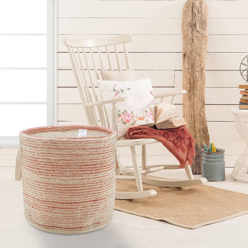 Sevita Textured Cotton Hand-Made Storage Basket - 19" x 19" x 19"