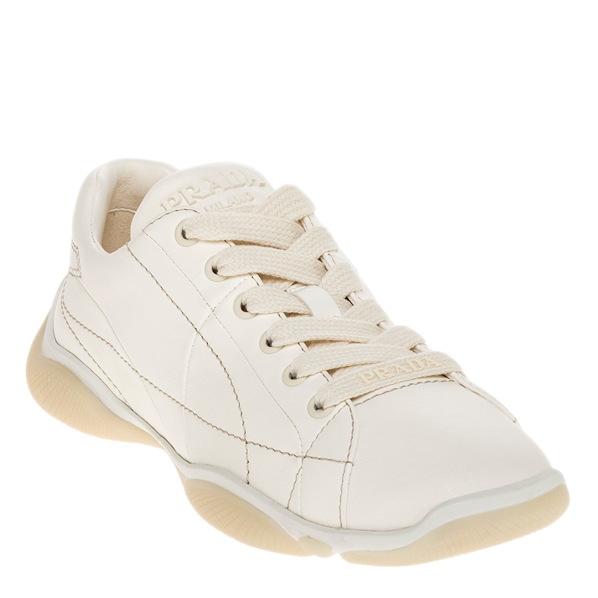 Prada Leather Sneakers - Overstock - 43005284
