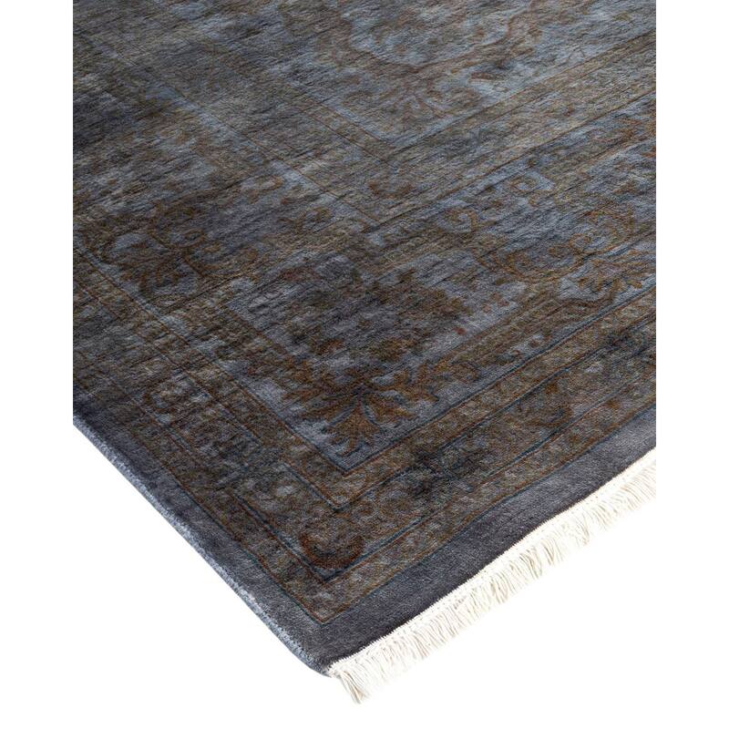 Overton Hand Knotted Wool Vintage Inspired Modern Contemporary Overdyed Gray Area Rug - 8' 3" x 10' 2"