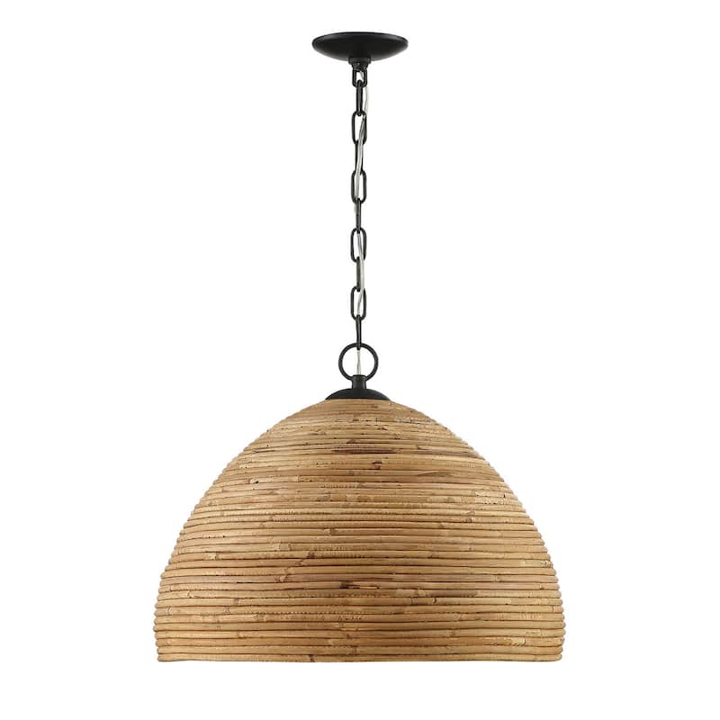 Lumanity Marigot Rattan Single-Light Dome Pendant - Natural - 20.5 "Dia. x 16" H