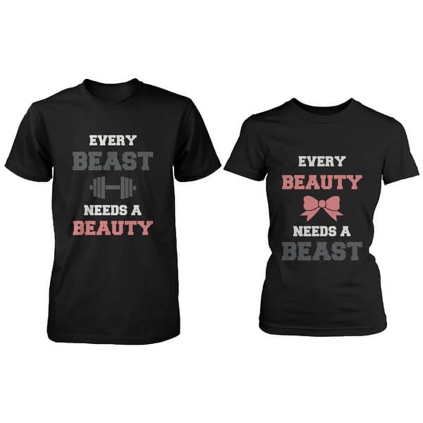 Every Beauty Needs A Beast Matching Couple Shirts Cute Valentines Day Gifts Overstock 23148284 These shirts can bethe cutest matching workout shirts for couples who love to traintogether. bebe
