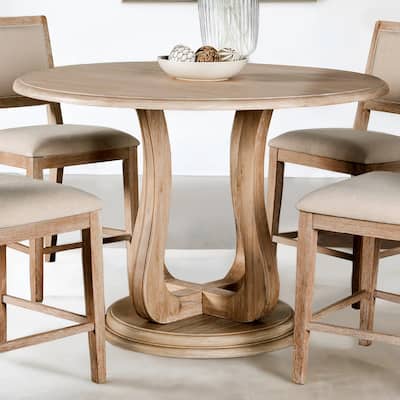 Furniture of America Eira Distressed Natural 54-inch Wood Round Pedestal Counter Height Dining Table