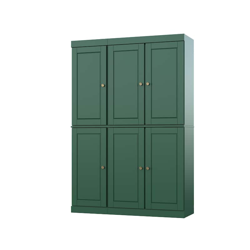 Palace Imports 100% Solid Wood Pantry Cabinet, Raised Panel Doors, 2 Drawers, Adjustable Shelves, 48.5" Wide, 71.5" Tall