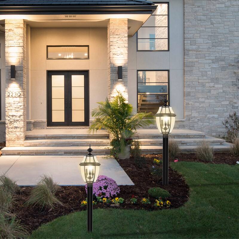 3-light Outdoor Post Light with Clear Glass