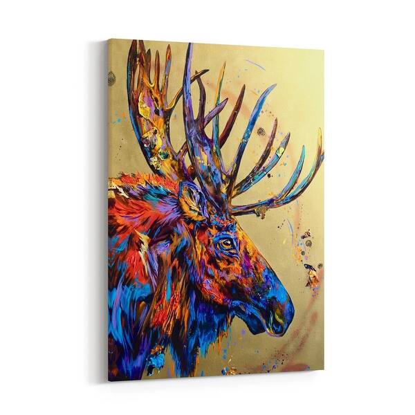 Shop Animals Modern Moose Portrait Painting Canvas Wall Art Print