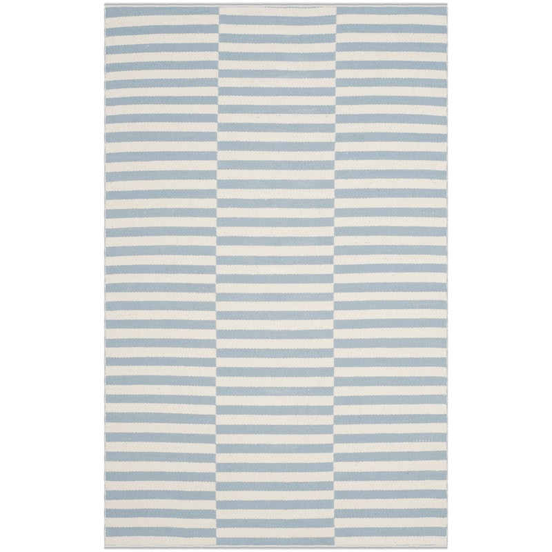 SAFAVIEH Handmade Flatweave Montauk Helena Casual Cotton Rug - 2'3" x 3'9" - Ivory/Light Blue