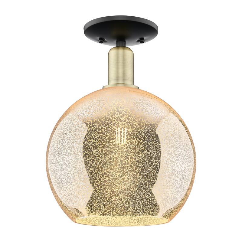 Innovations Lighting Endless Possibilities Arcadia - Athens - 1 Light 10" Semi-Flush Mount - Mercury/Black Antique Brass