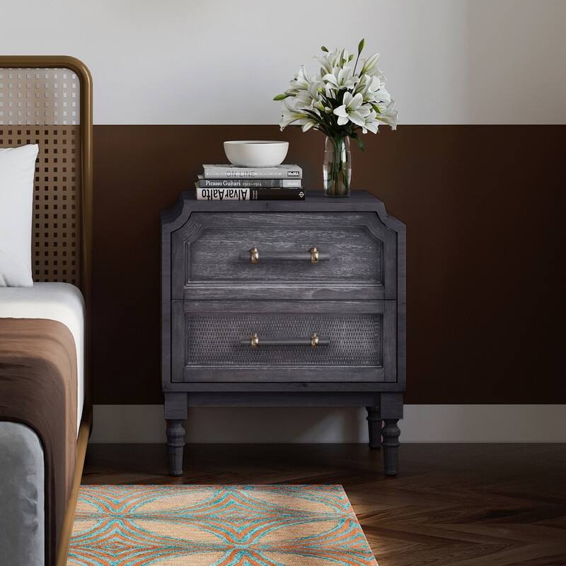Pagoda Traditional 2-drawer Nightstand