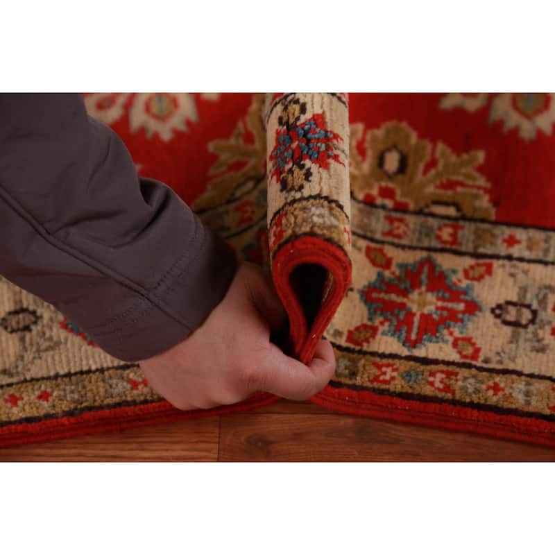 Red Kazak Oriental Foyer Rug Geometric Handmade Wool Carpet - 2'0"x 3'0"