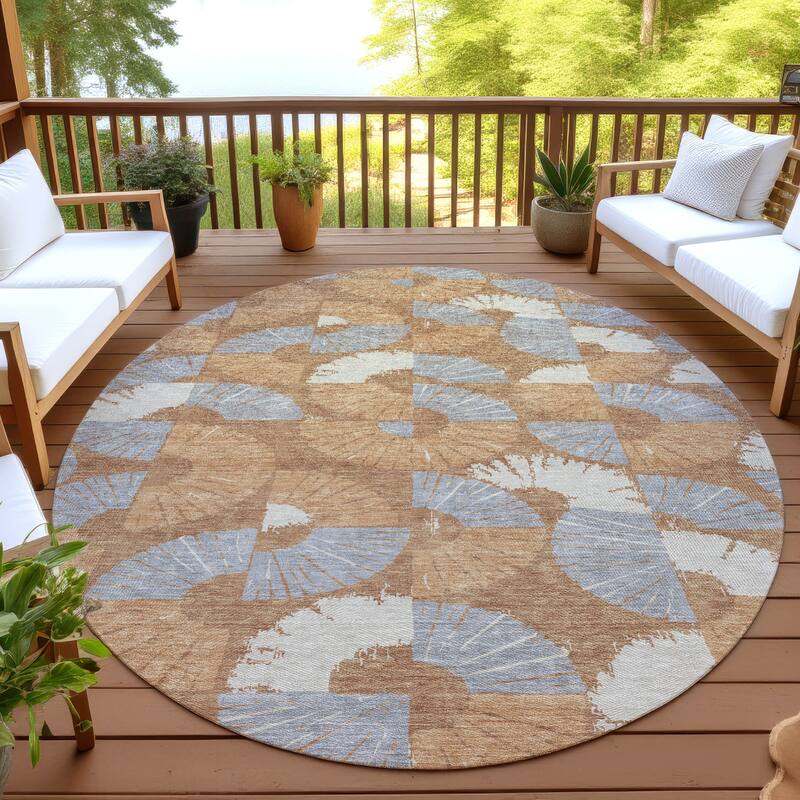 Machine Washable Indoor/ Outdoor Modern Jay Chantille Rug - Paprika - 8' x 8'