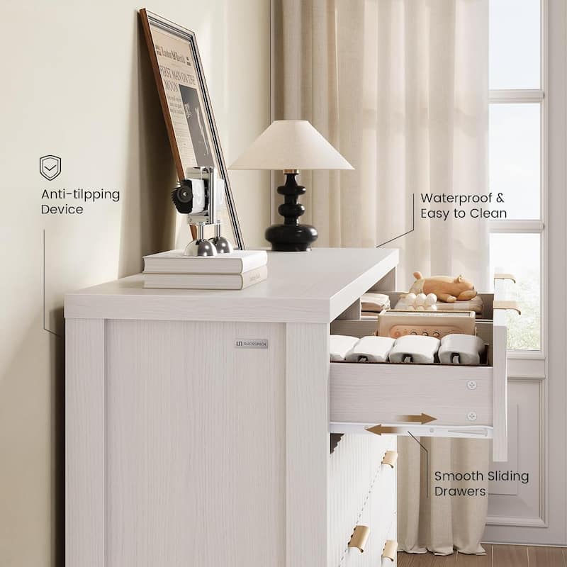 Fluted Bedroom Dresser Drawers TV Stand Drawer Organizer