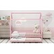 preview thumbnail 34 of 32, Roomfitters Twin Size Metal House Bed with Fence, Space-Saving Design with Trundle, Fun and Practical