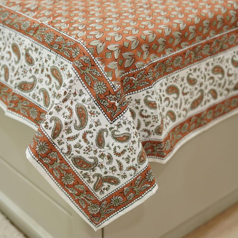 Fabdivine Cotton Hand Block Floral Flat Sheet Bed Room Home Décor Accent Gift