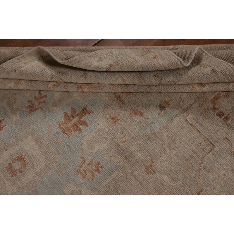 Floral Vegetable Dye Oushak Turkish Large Rug Hand-Knotted Wool Carpet - 10'3"x 13'9"