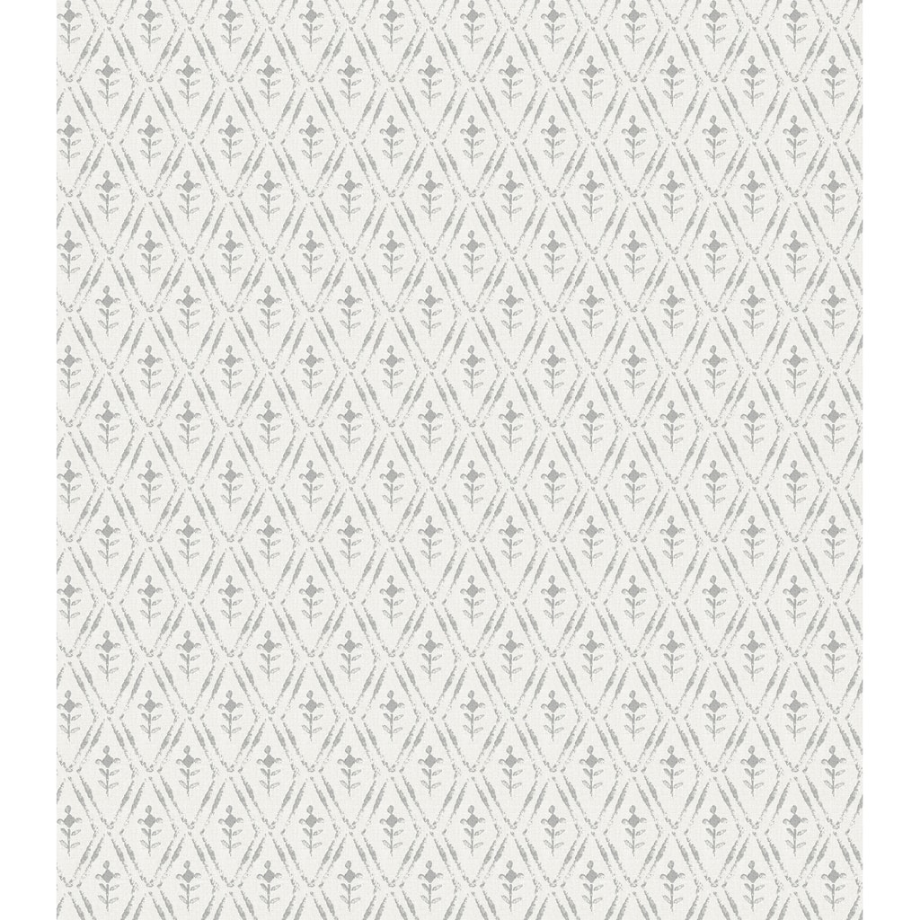 Chris Loves Julia x A-Street Prints Tillie Grey Diamond Floral Wallpaper