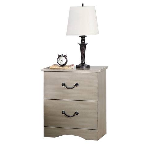 2 Drawer Nightstand with Metal Hardware in Light Tan
