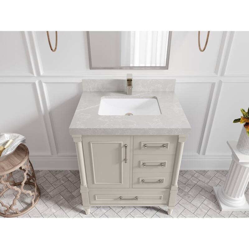 Willow Collections 30 in. W x 22 in. D Aberdeen Single Sink Bathroom Vanity with Countertop - 2" Pearl Gray - Fine Grain