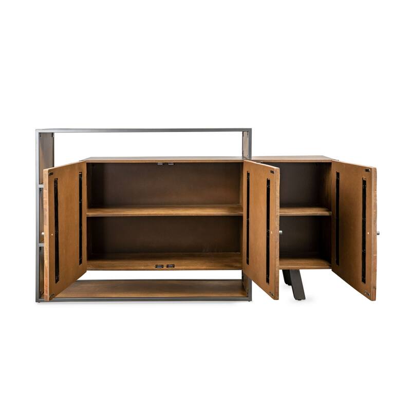 Santos Rustic 69" Three Door Reclaimed Wood Sideboard - 69" x 14" x 39.5"