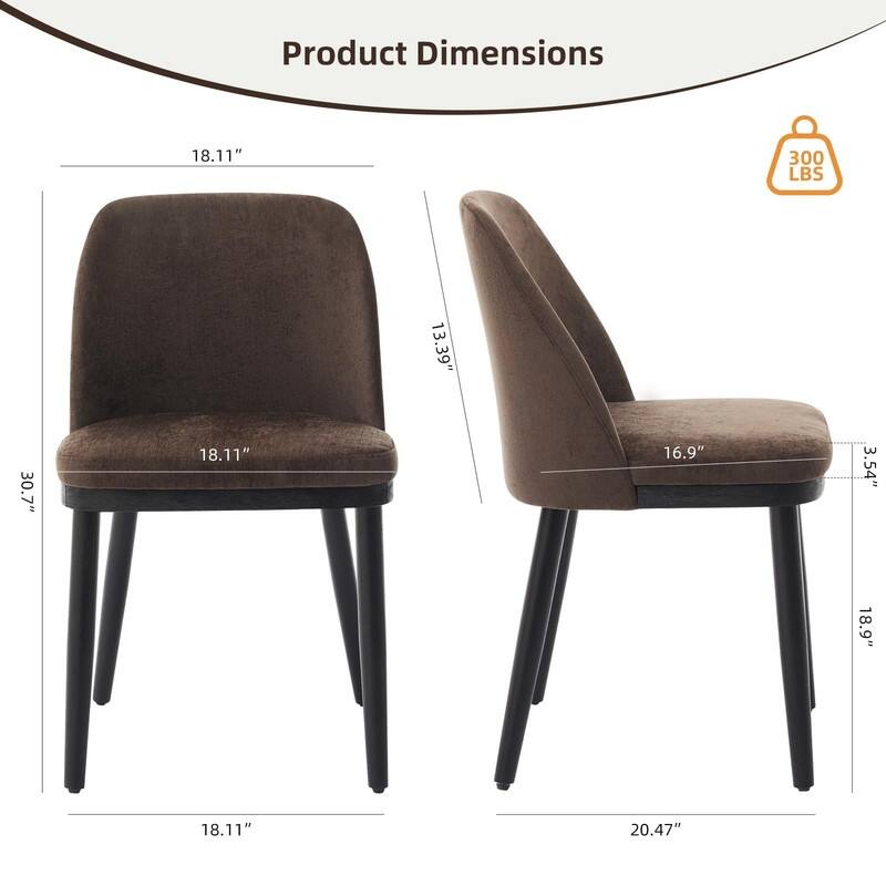 Modern Upholstered Dining Chair Set of 2, Kitchen Chair with Wooden Legs