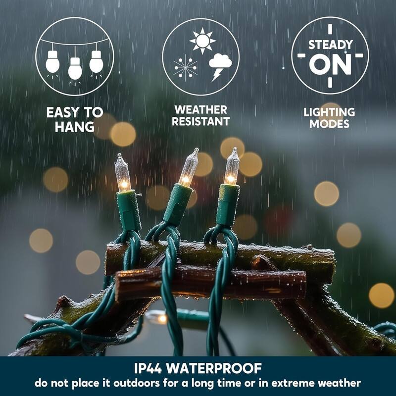 Joyfy 300(3x100) Mini Warm White Christmas String Lights - Green