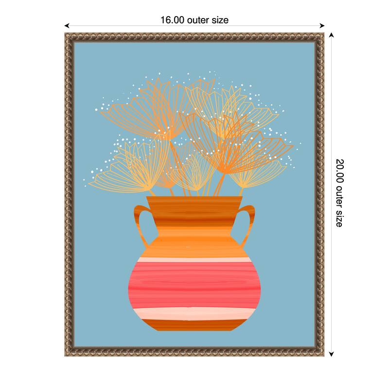 Potted Florals Boho No. 2 by Sannel Larson Framed Canvas Wall Art Print - 16 x 20 in