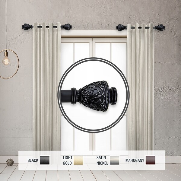 InStyleDesign Neva 1" Side Curtain Rod 12-20 inch long (Set of 2) - 12 to 20 inches. Opens flyout.