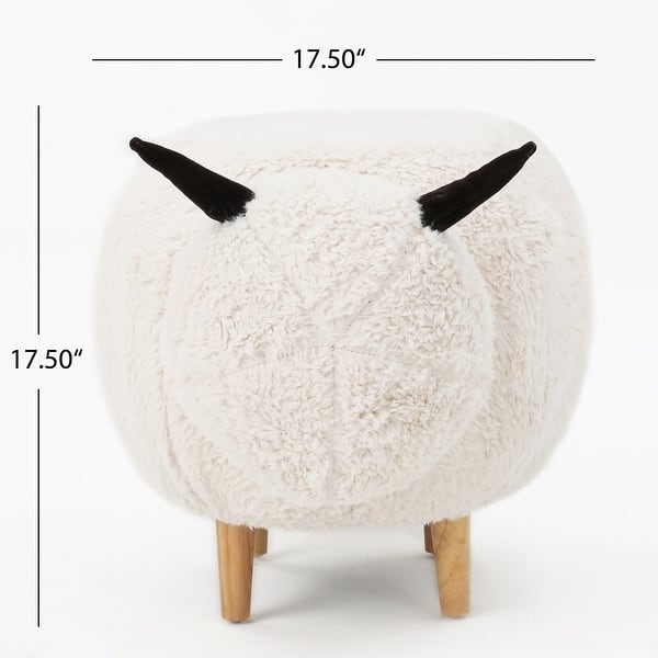 dimension image slide 2 of 3, Pearcy Faux Fur Sheep Ottoman by Christopher Knight Home - 26.75" L x 17.50" W x 18.00" H
