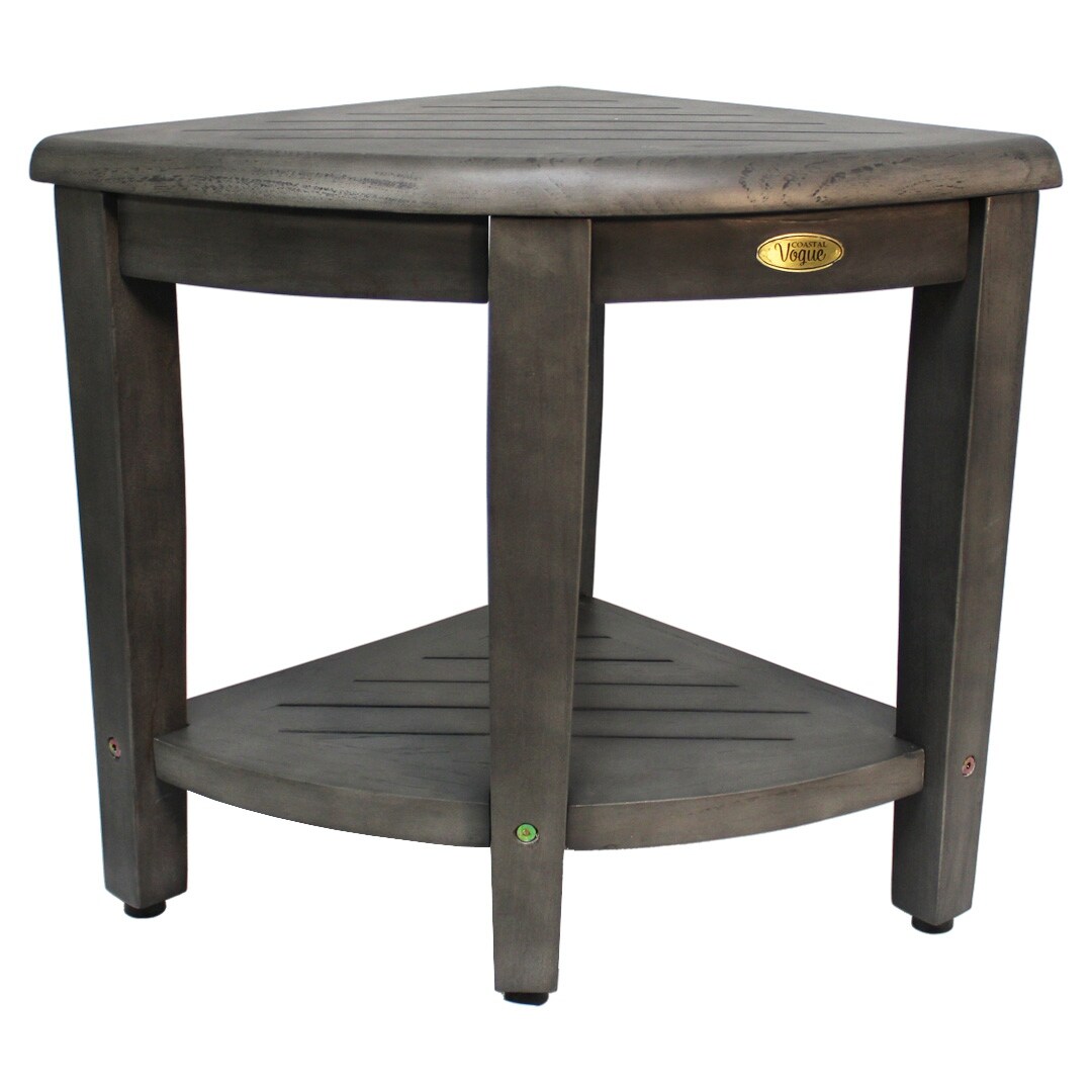 Gray teak shower bench clearance