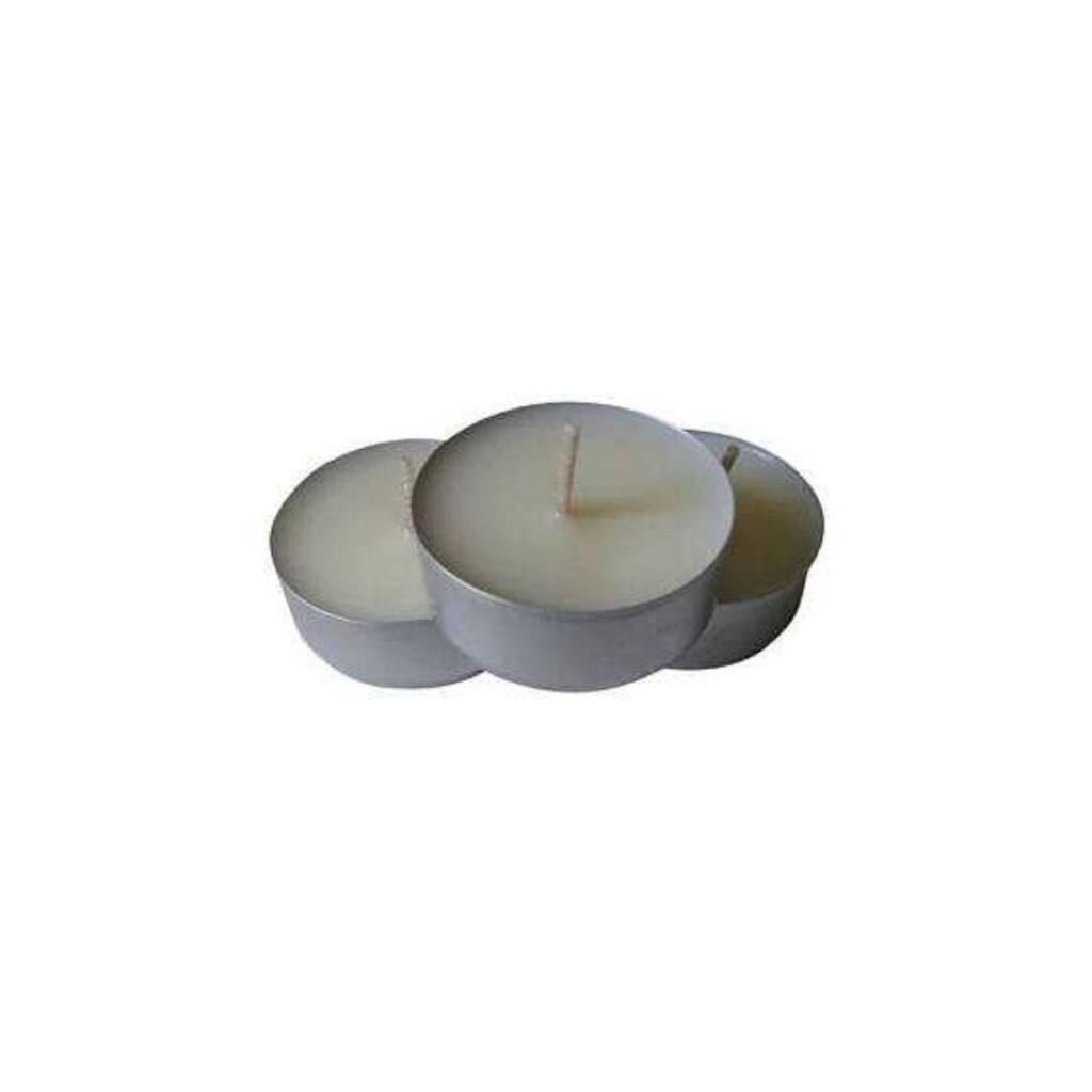 Club Pack of 12 White and Silver Handmade Tealight Candles 1.5"