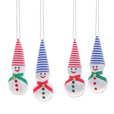 Novica Handmade Snowy Kids Satin Ornaments (Set Of 4)