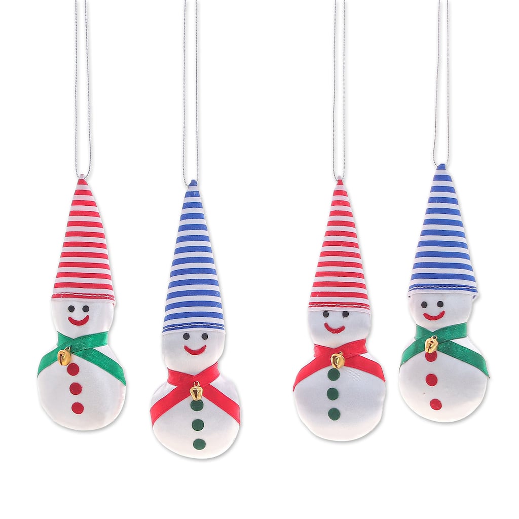 Novica Handmade Snowy Kids Satin Ornaments (Set Of 4)