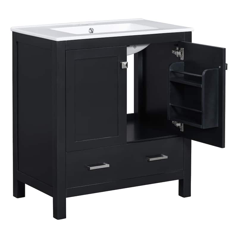 30" Bathroom Vanity with Single Sink Soft Closing 2 Doors and a Drawer