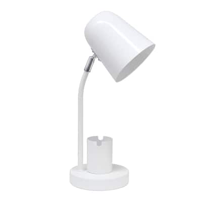 Metal Table Desk Lamp with Organizer and Adjustable Light - 7.09 x 5.51 x 15.75 in. (L x W x H)