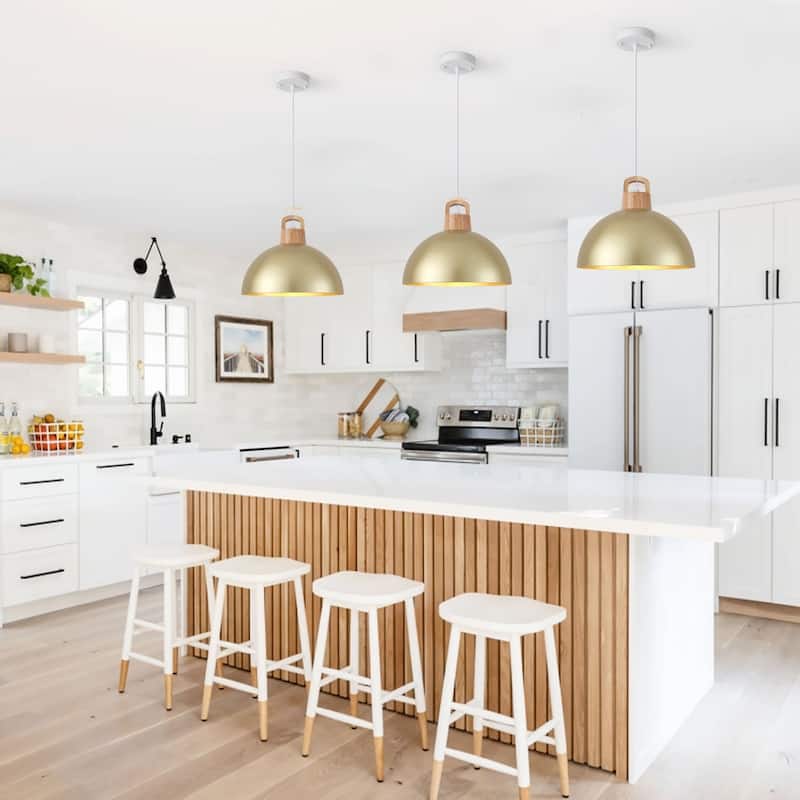 (Set of 3) Modern Semi Flush Mount Chandelier, Industrial 1-Light Pendant Lights with Dome Shape for Dining Room Kitchen Island