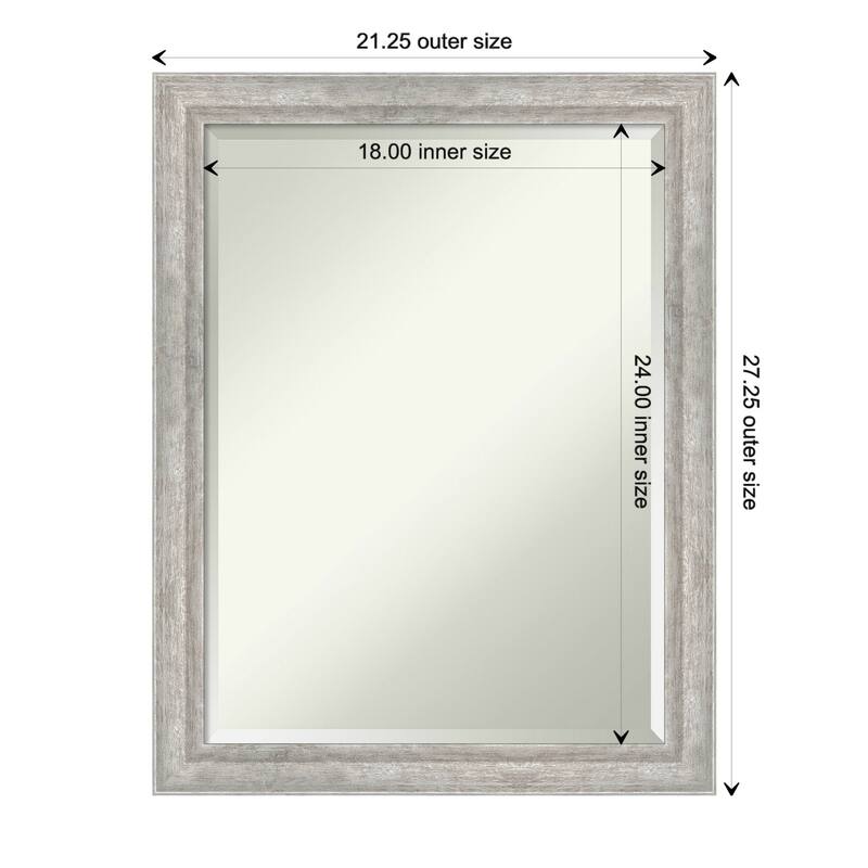 Angled Beveled Wood Framed Bathroom Vanity Wall Mirror - Glass Size 18x24 - Angled Silver