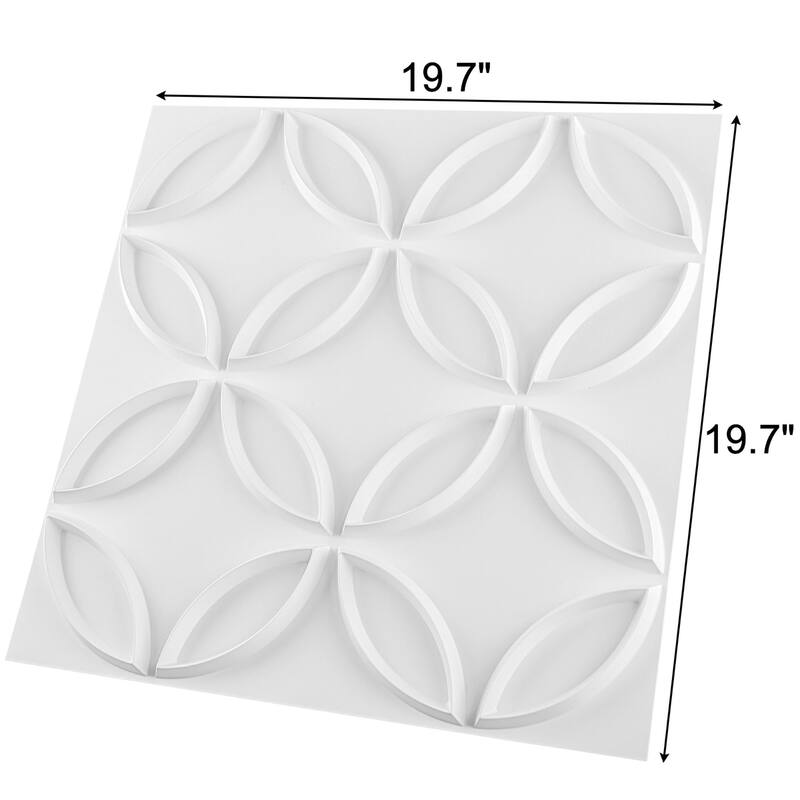 Art3d PVC 3D Wall Panel Interlocked Circles in Matt White Cover 32 Sq.ft