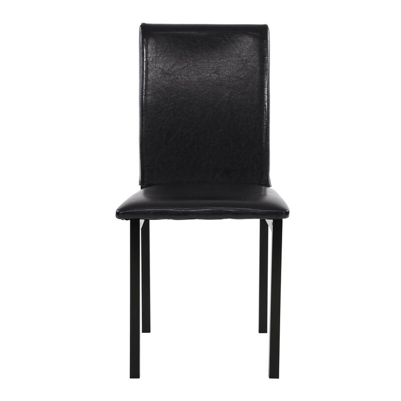 4PCS Metal Frame Accent Chairs,Faux Leather Seat,Metal Finish Dining Side Chairs - Brown