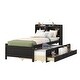 preview thumbnail 36 of 39, Twin Bed with USB, Type-C Ports, LED Lights & Trundle - Bookcase Headboard