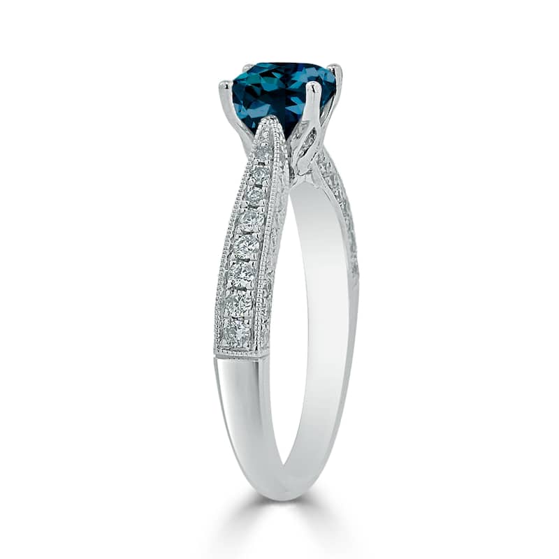 Auriya 1ct Unique Cushion-cut London Blue Topaz and Diamond Engagement Ring 3/8ctw 14k Gold