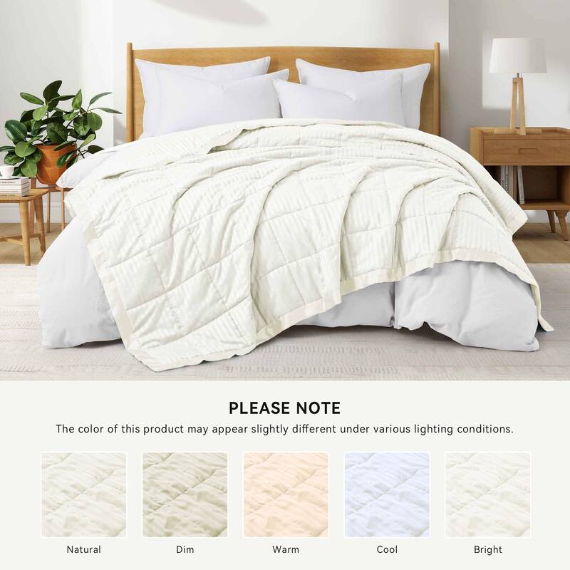 Hotel Quality Luxury Lightweight Jacquard Soft Bed Blanket with Satin Trim, Cozy and Warm