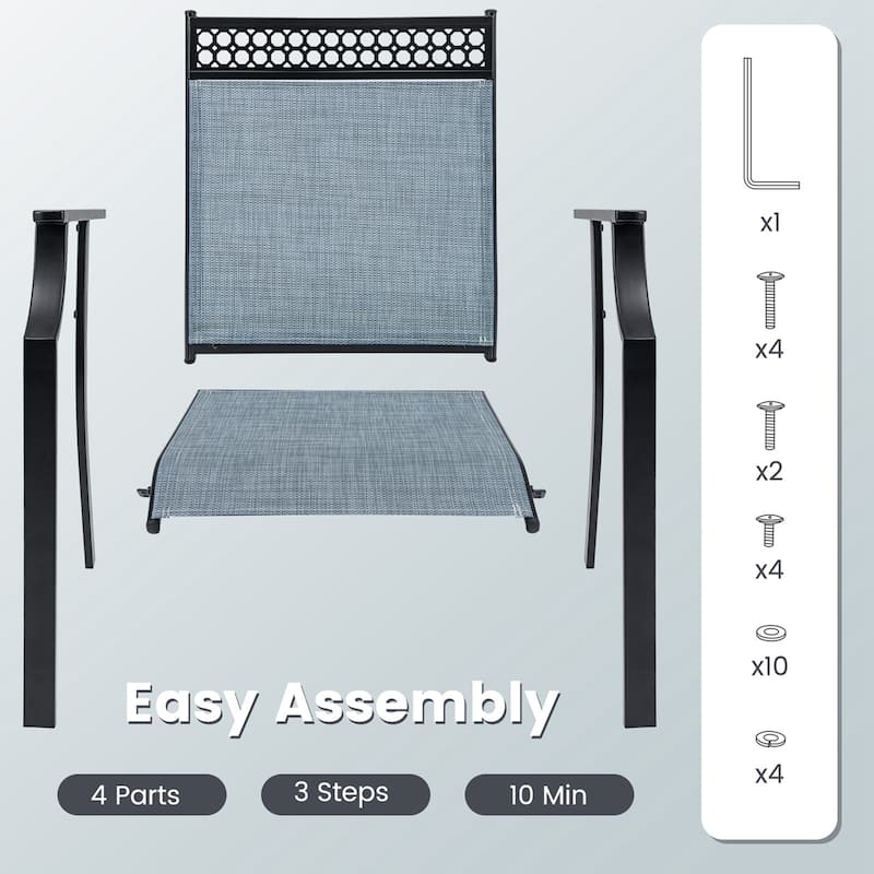 Costway Patio Chairs Set of 2 with All Weather Breathable Fabric High - See Details