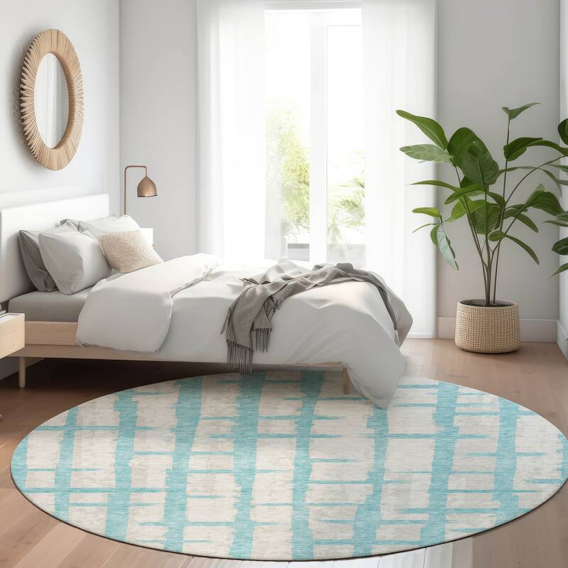 Premium Washable Super Soft Modern Contemporary Mayfield Rug - Teal - 8' x 8'
