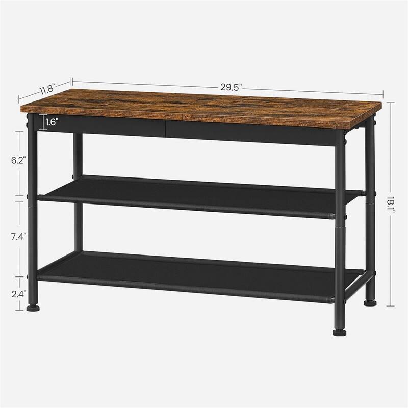 with 2 Fabric Storage Shelves - 11.8"D x 29.5"W x 18.1"H