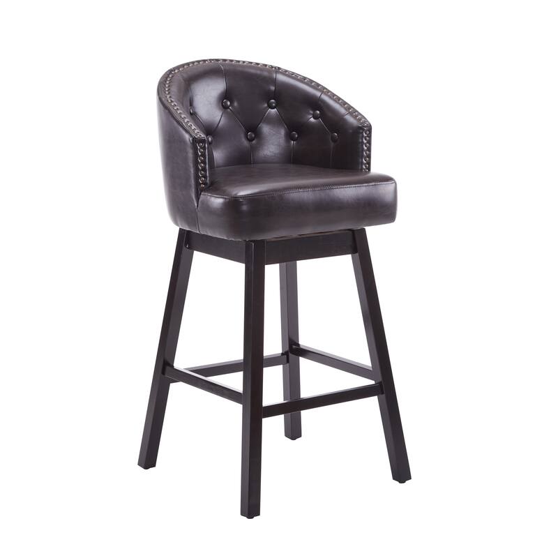 Roomfitters 33.25" Swivel Upholstered Counter Stools, Set of 2 Armless Bar Chairs with Rubberwood Frame and Footrest