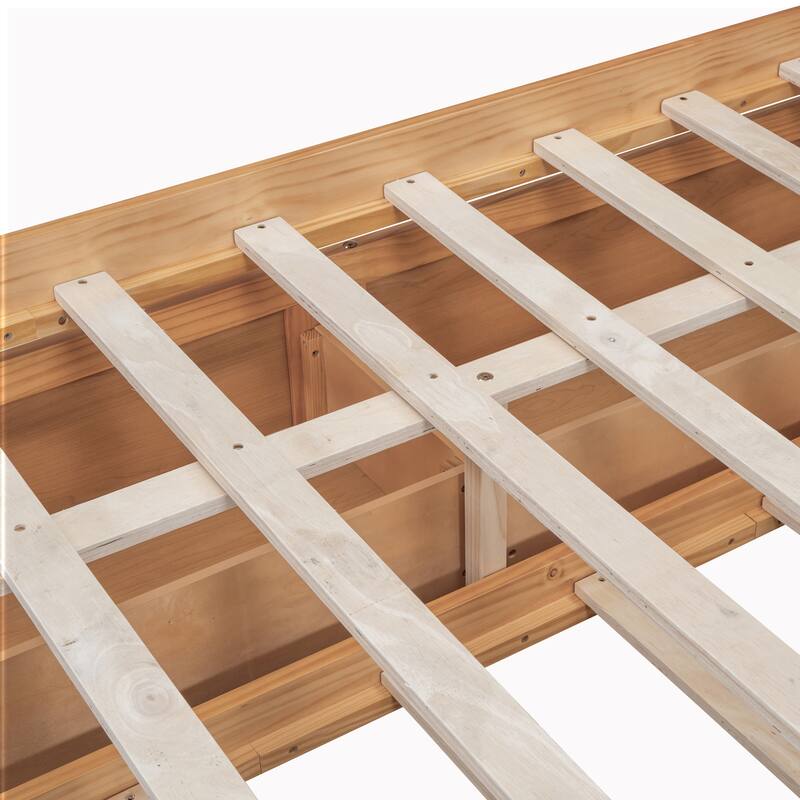 Elegant Bed Frame with Rattan Headboard and Sockets
